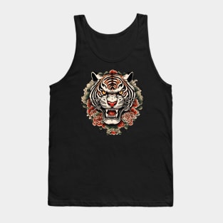 Old School Vintage Japanese Tattoo Art Tiger Tank Top